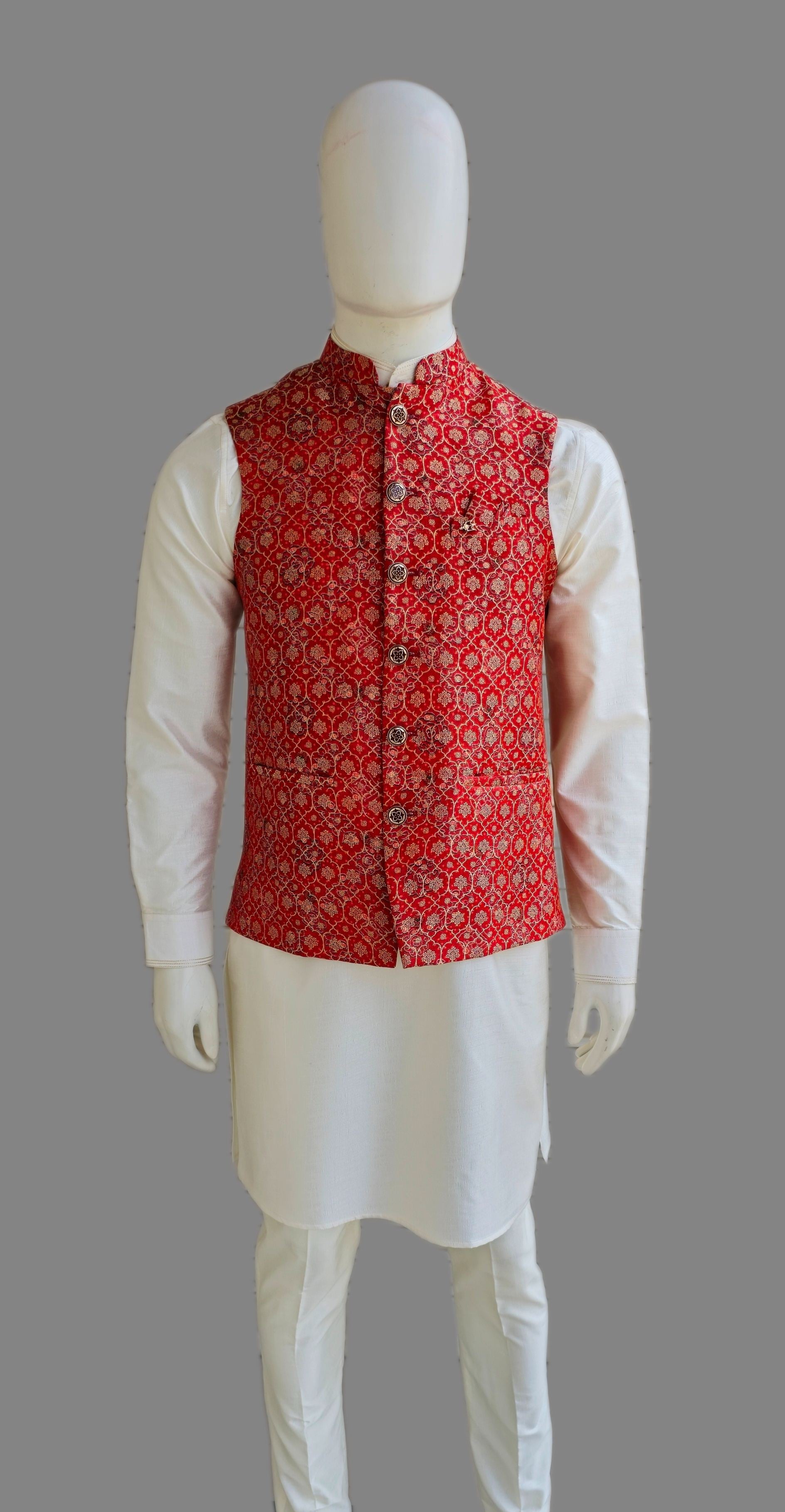 BANARASI PRINTED SILK WAISTCOAT