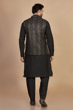 Load image into Gallery viewer, Classic Black Kurta Set with Nehru Jacket