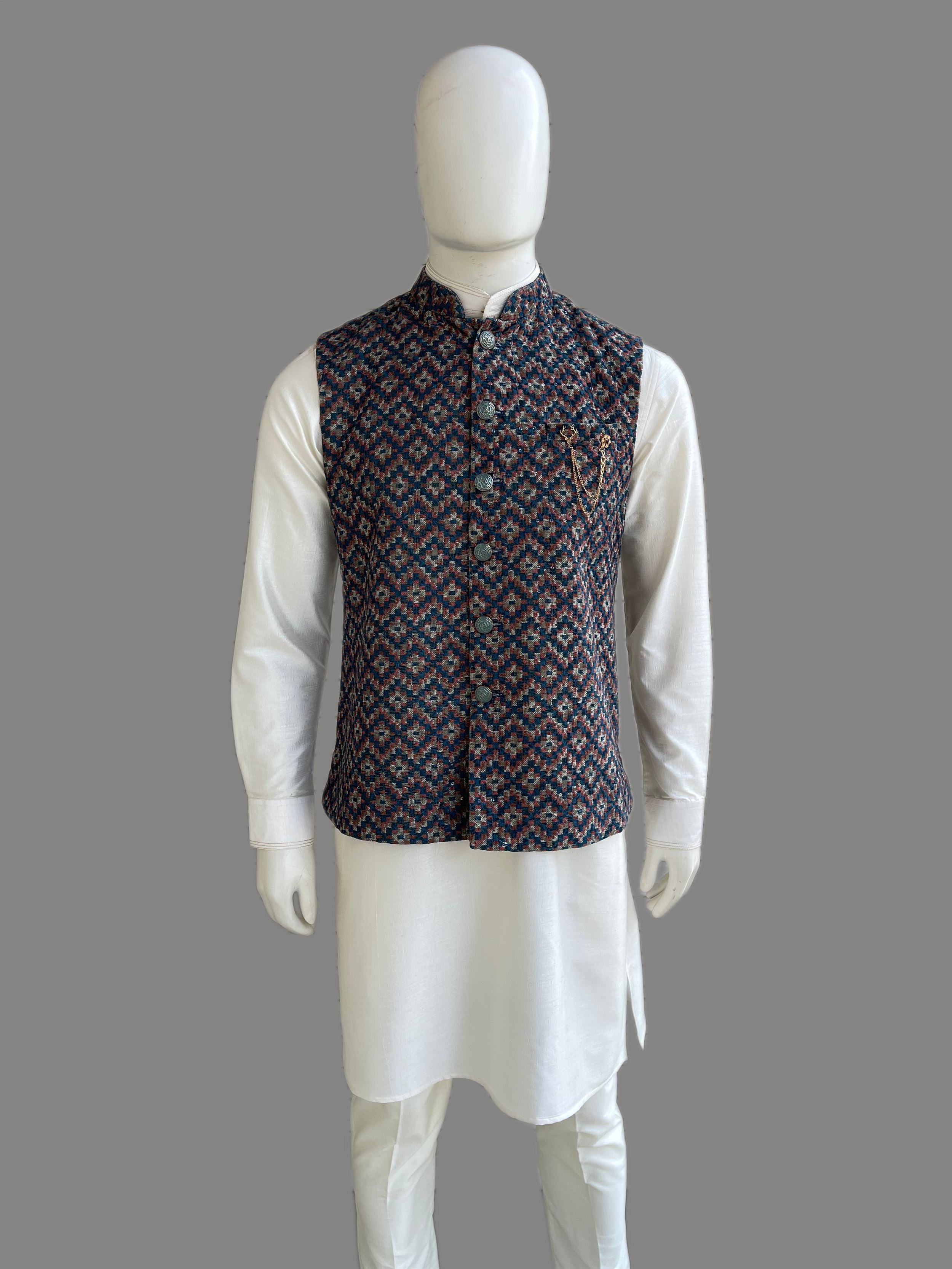 MULTI COLOR VELVET NEHRU JACKET