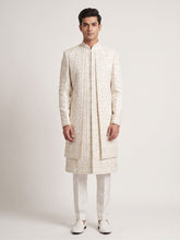 Load image into Gallery viewer, The Monarch Layered Sherwani in Pearl White