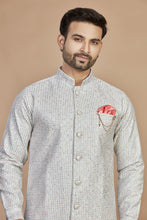Load image into Gallery viewer, Cream Multicolor Semi Indo Kurta
