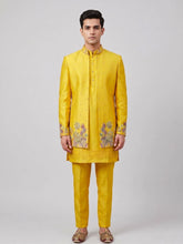 Load image into Gallery viewer, Vibrant Yellow Floral Embroidered Indo-Western