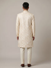 Load image into Gallery viewer, Men's Cream Silk-Blend Embroidered Sherwani