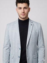 Load image into Gallery viewer, Men’s Light bluish Grey Pinstripe Slim-Fit Blazer