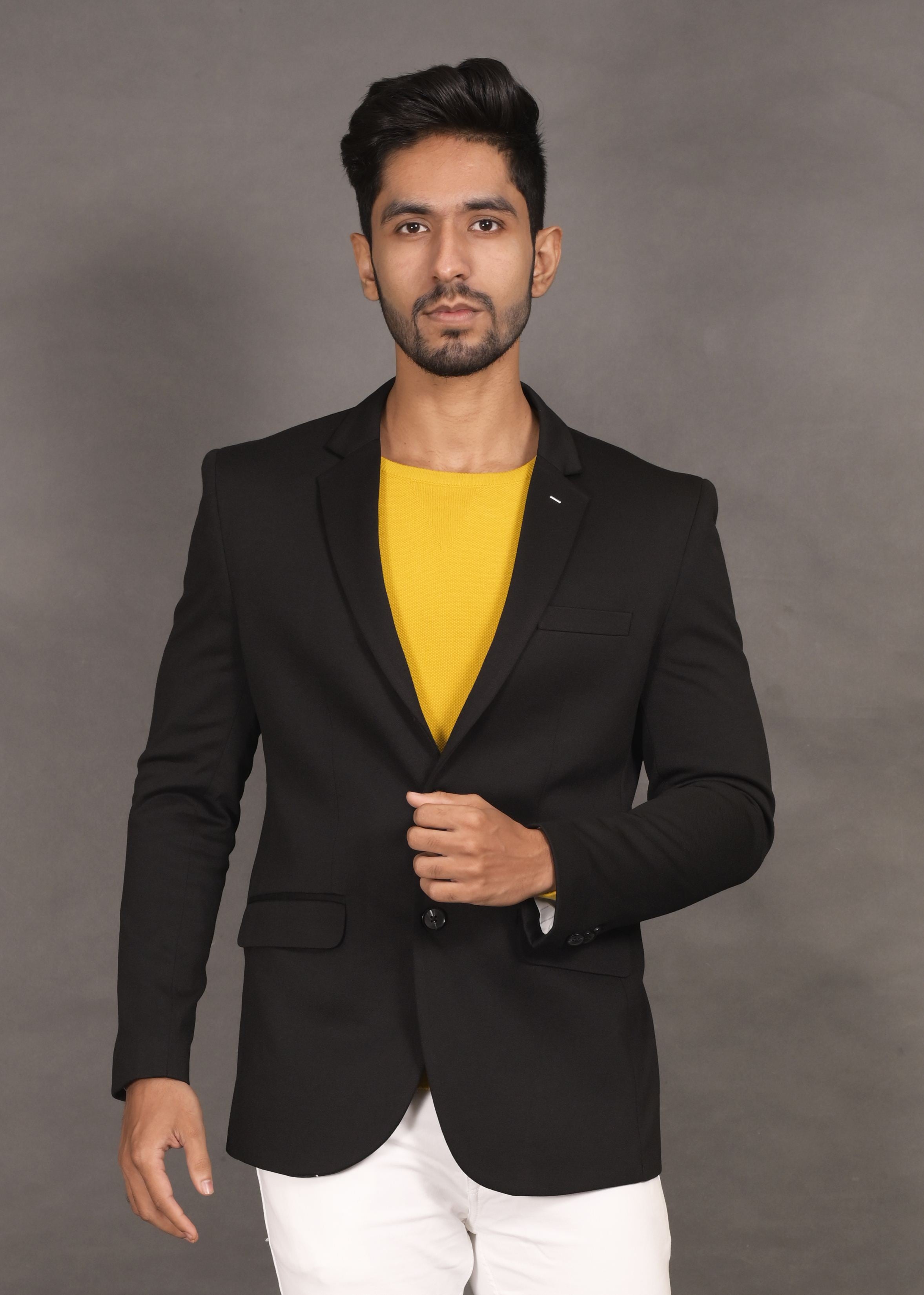 BLACK LYCRA BLAZER FOR PARTY