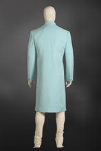 Load image into Gallery viewer, BLUE EMBOSSED WORKED INDO WESTERN FOR GROOMSMEN
