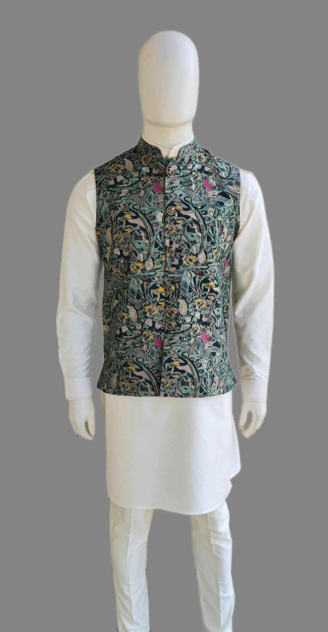 PRINTED SILK WAISTCOAT FOR MENS