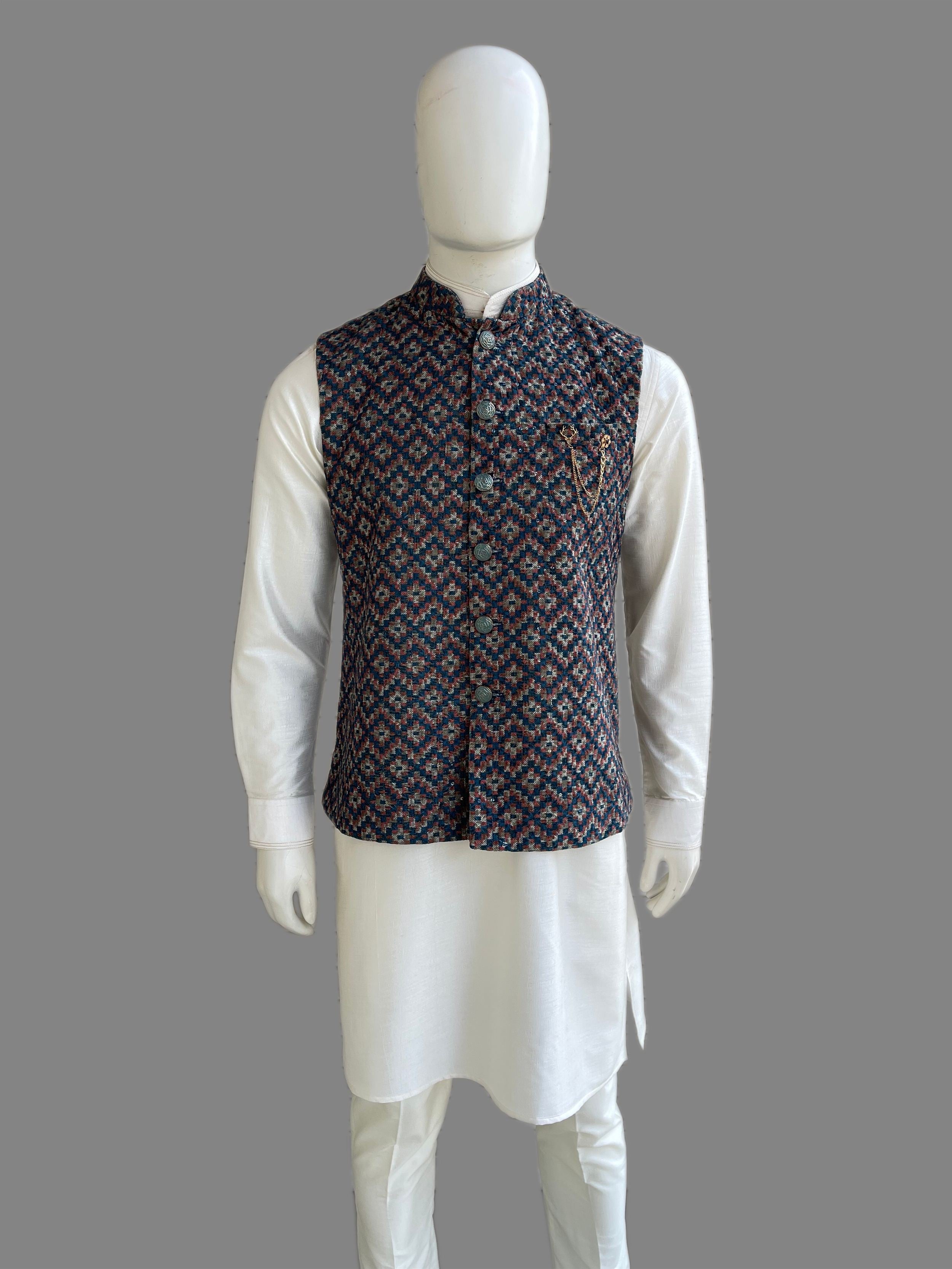 Indian handmade Block print ethnic outlet sleeveless Nehru jacket for men