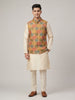 Mustard Printed Nehru Jacket