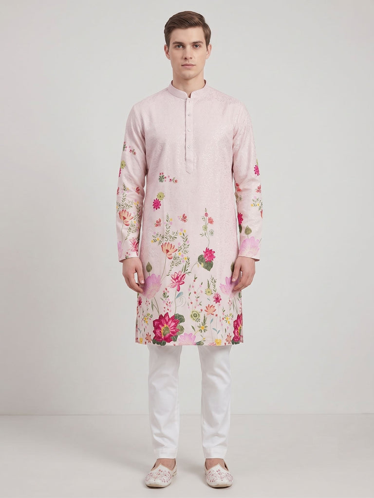 Carnival Floral Embroidered Silk Kurta Set