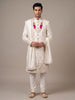 Majestic White Resham-Embroidered Silk Sherwani