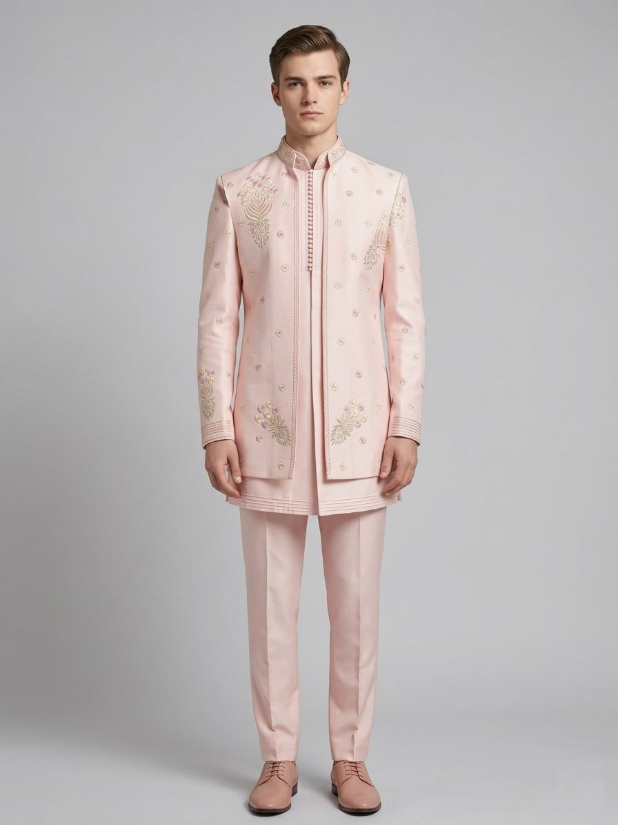 Blush Pink Embroidered Indo-Western Set