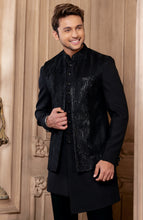 Load image into Gallery viewer, BLACK PARTYWEAR INDO WESTERN WITH JACKET
