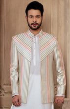 Load image into Gallery viewer, WHITE MULTY THREAD WORK INDO WESTERN

