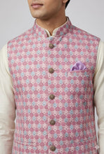 Load image into Gallery viewer, Pink Geometric Nehru Jacket
