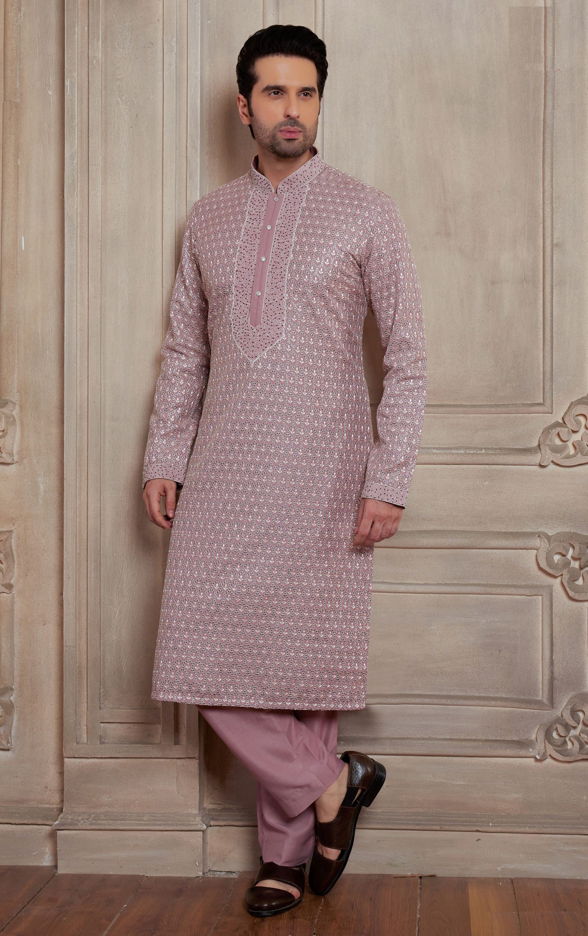 ONION PINK OCCASIONALLY KURTA WITH PANT