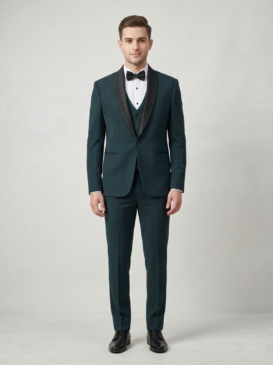 Exquisite Emerald Geometric Tuxedo