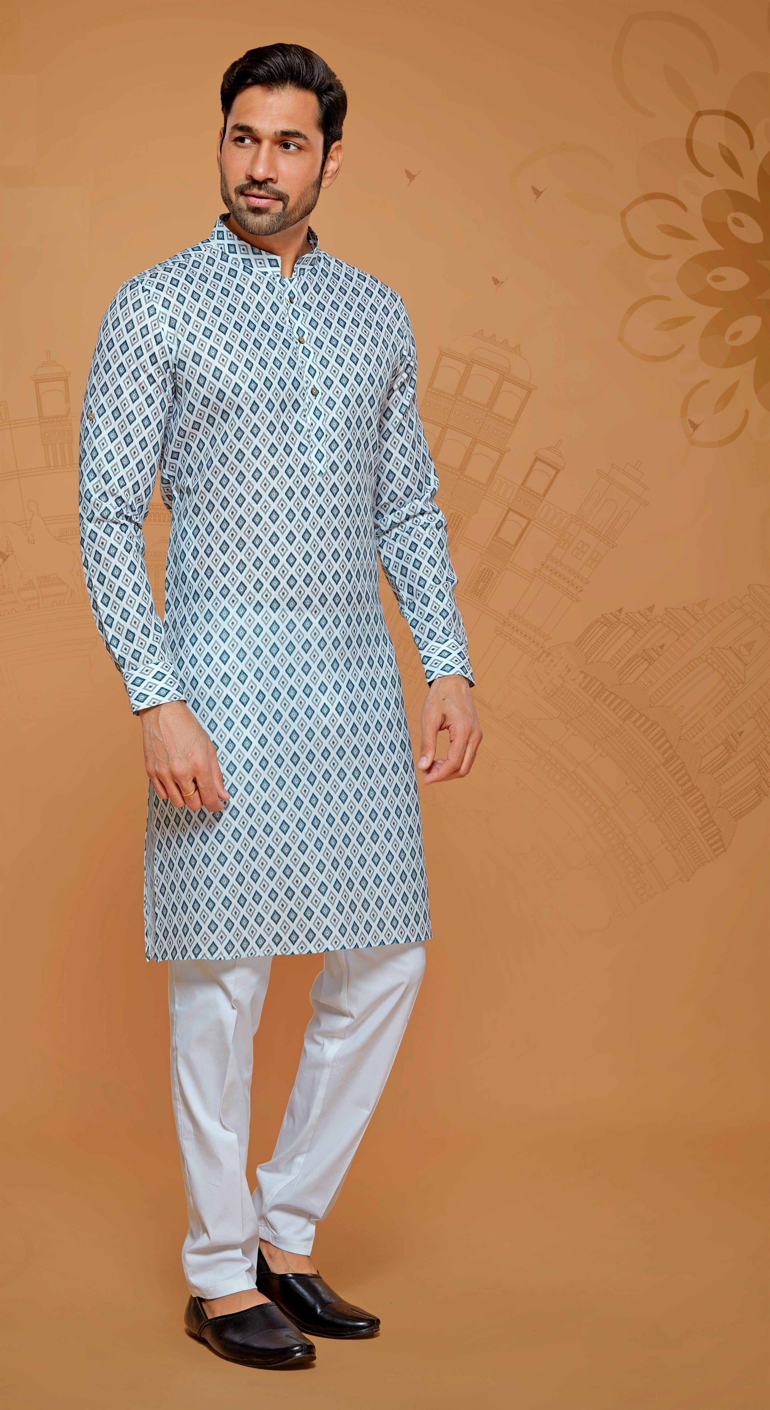 White Cotton Fabric Pathani Suit | Gents kurta design, White kurta men,  Boys kurta design