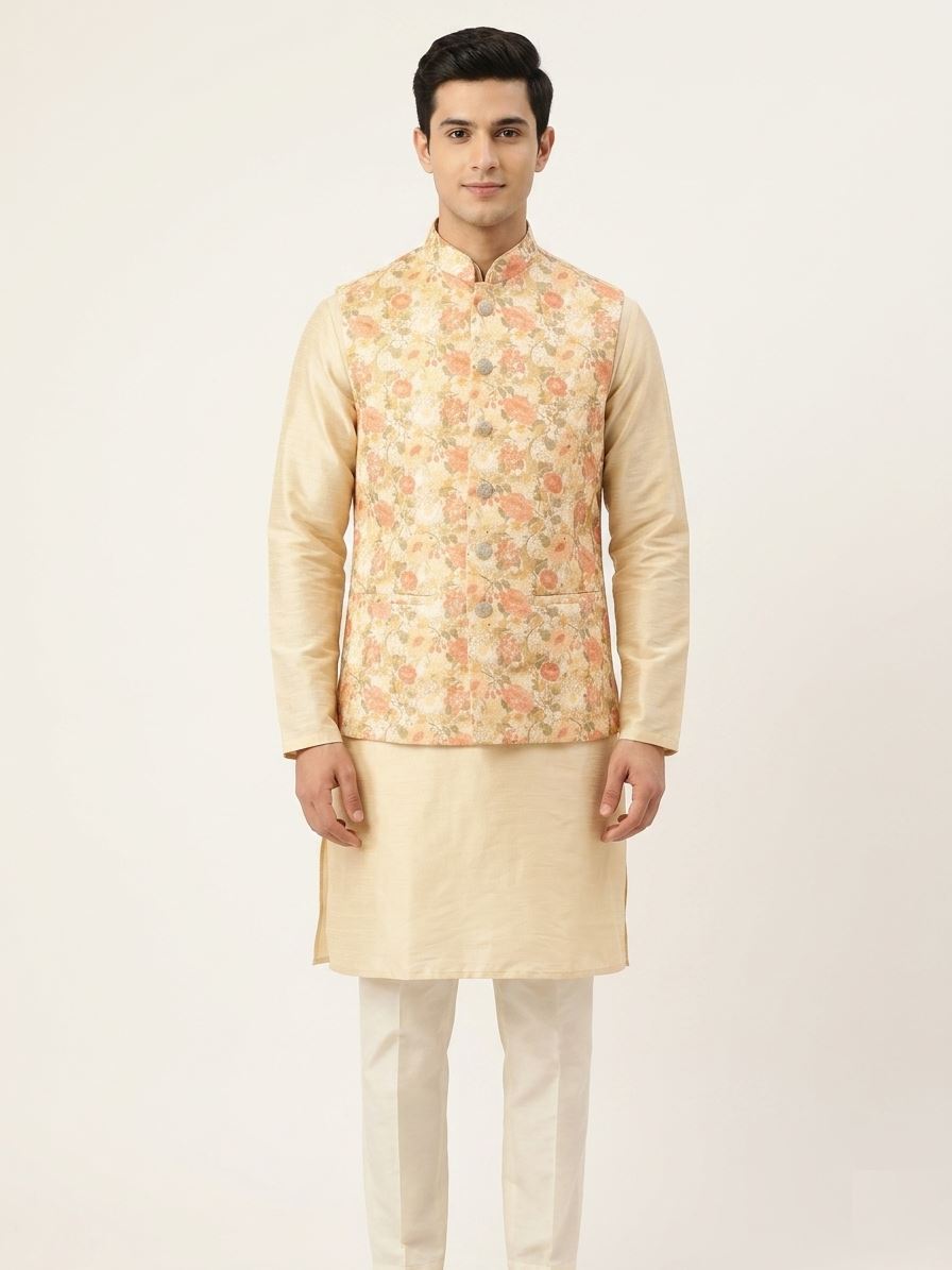 Floral Printed Nehru Waistcoat