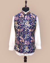 Load image into Gallery viewer, Royal Blue Embroidered Bandhgala Koti
