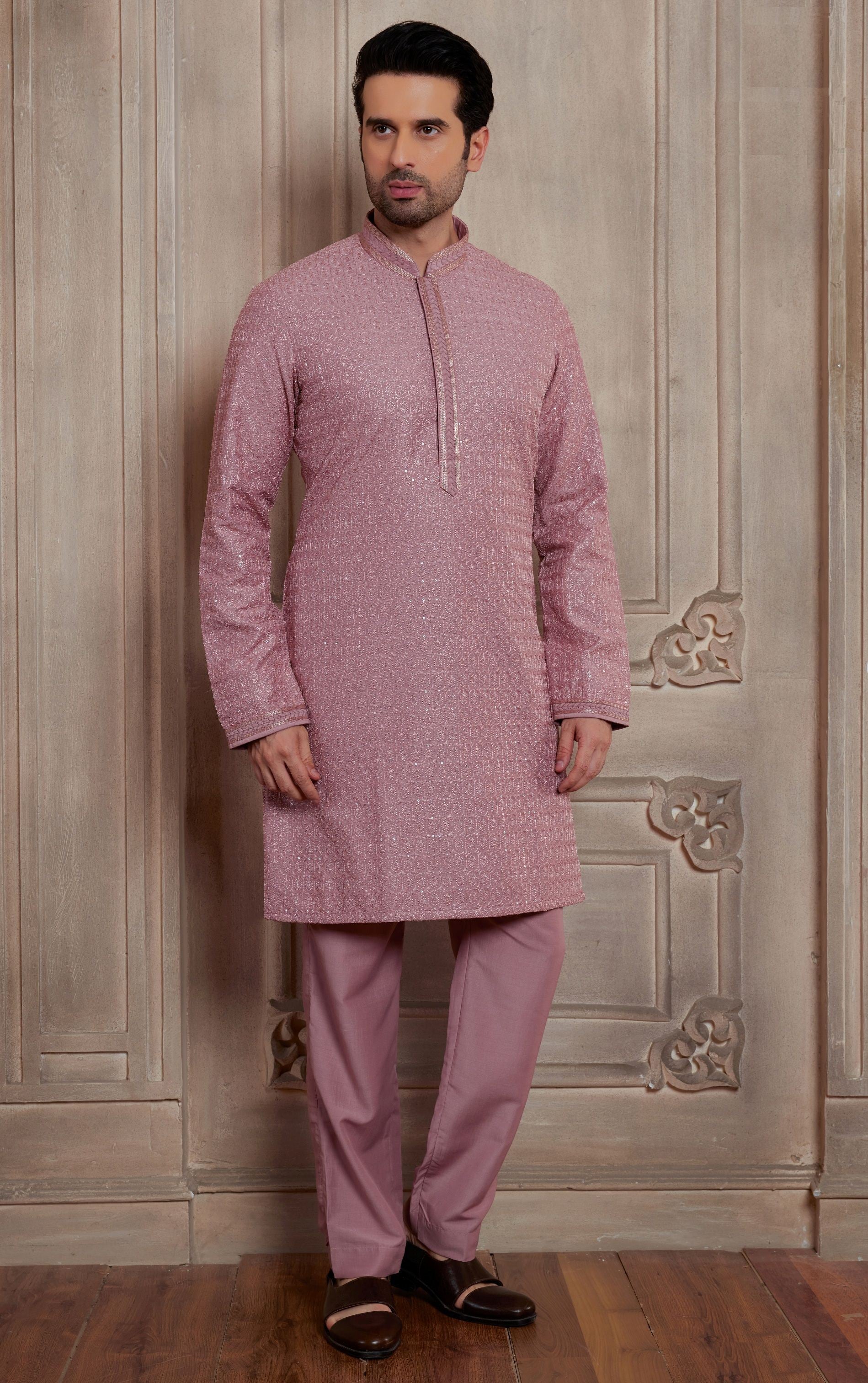 PINK SILK KURTA FOR WEDDING OCCASION