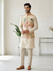 Elegant Cream Floral Embroidered Nehru Jacket