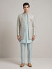 Pastel Mint Geometric Embroidered Indowestern