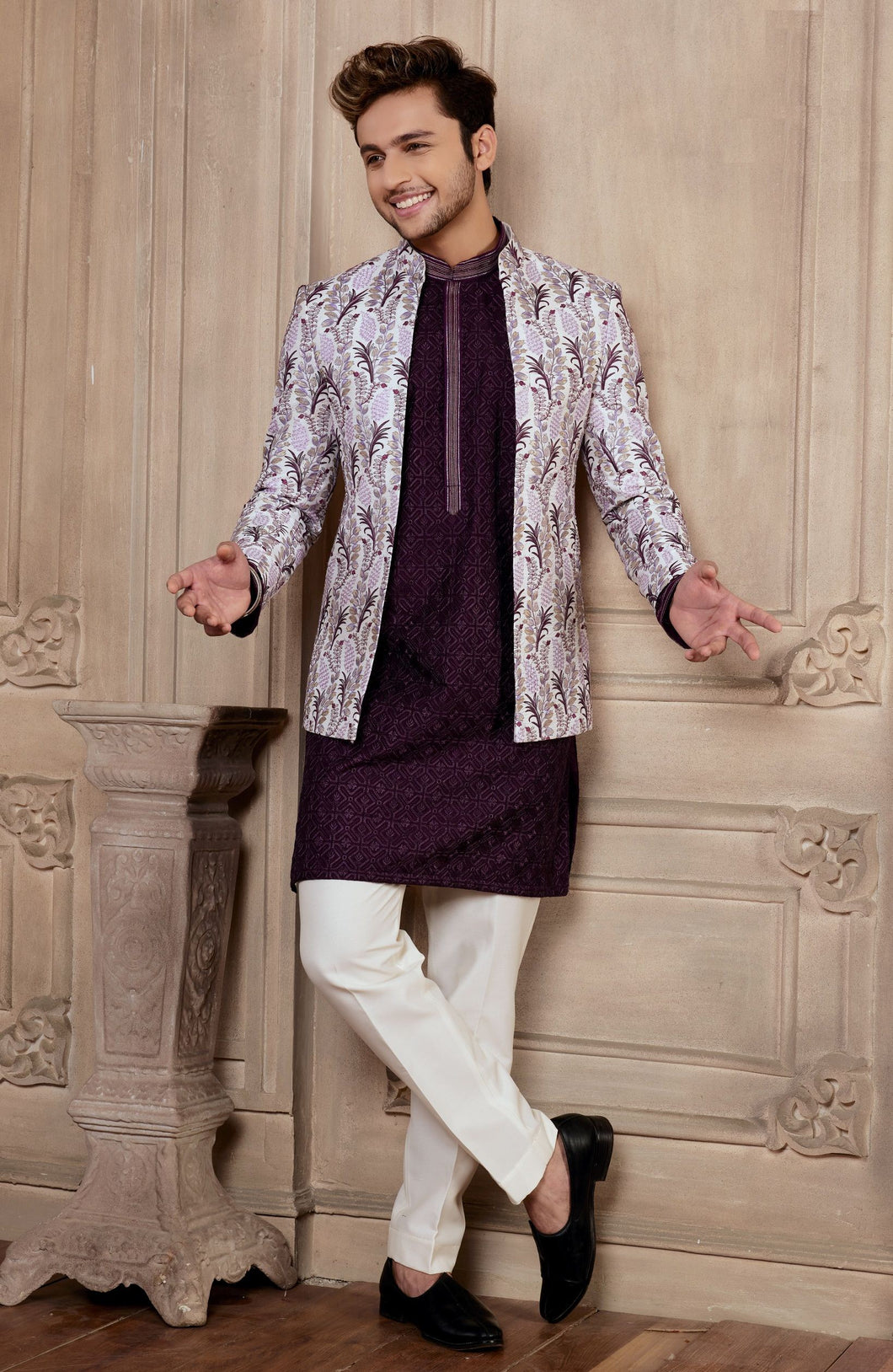 FRONT OPEN INDO WITH LUCKNOWI KURTA