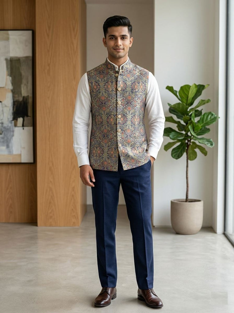 Men’s Intricately Patterned Nehru Jacket
