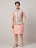 Peach Jacquard Paisley Koti Set
