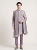 Lavender Embroidered Indo-Western Set with Tonal Drape