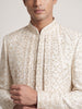 The Monarch Layered Sherwani in Pearl White