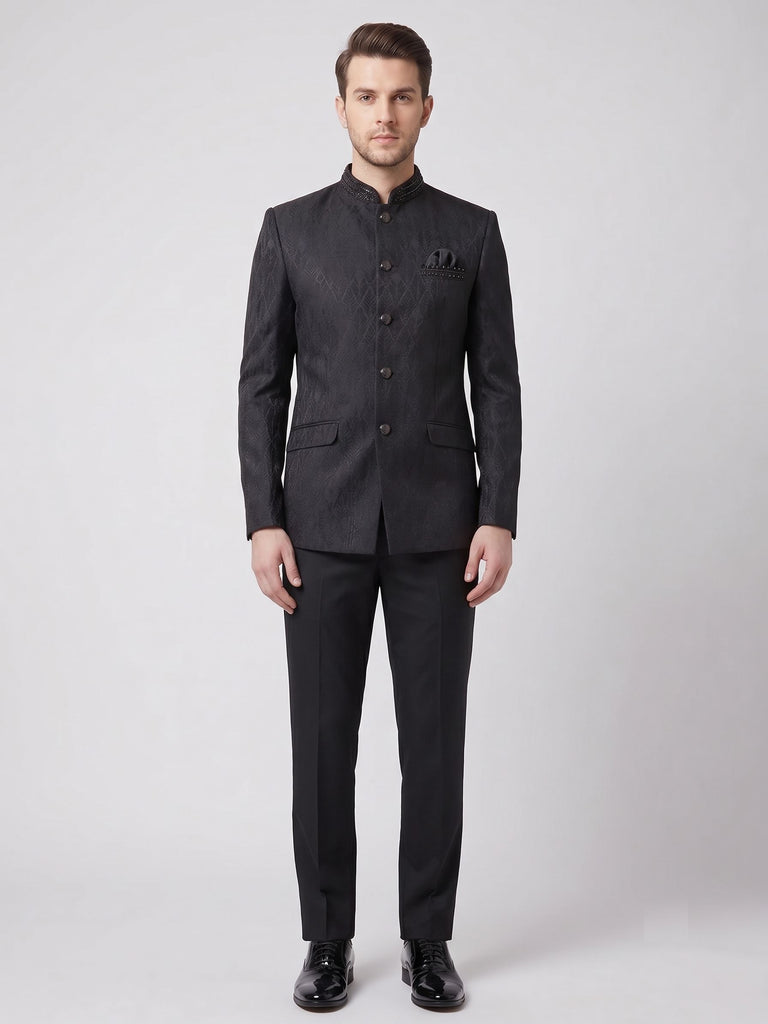 Enyx Midnight Textured Bandhgala Set
