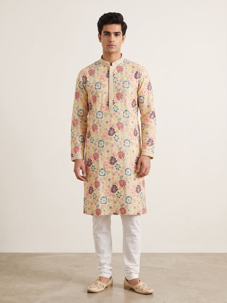 Vibrant Floral Embroidered Kurta Set