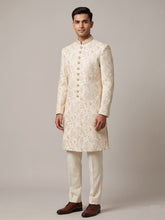 Load image into Gallery viewer, Men's Cream Silk-Blend Embroidered Sherwani
