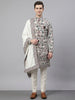 Off-White Embroidered Indo-Western Set with Stole