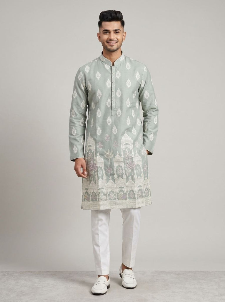 Ethereal Sage Embroidered Kurta Set