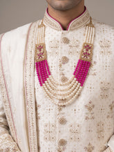 Load image into Gallery viewer, Majestic White Resham-Embroidered Silk Sherwani
