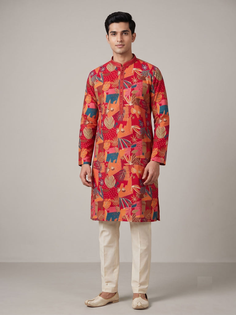 Multi-Color Abstract Print Kurta
