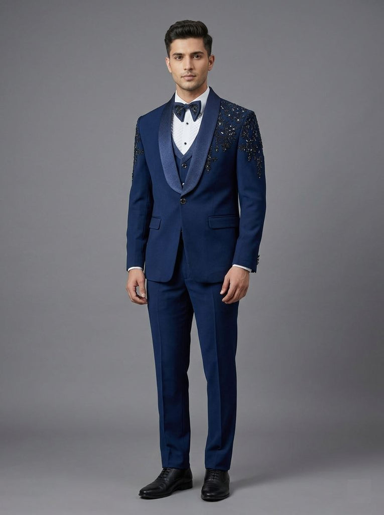 Midnight Blue Hand-Embellished Tuxedo