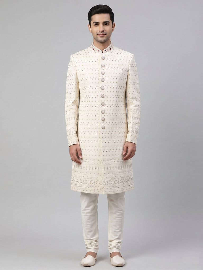 Ethereal Ivory Embroidered Sherwani Set