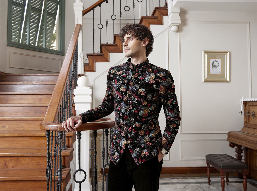 Midnight Black Embroidered Jodhpuri