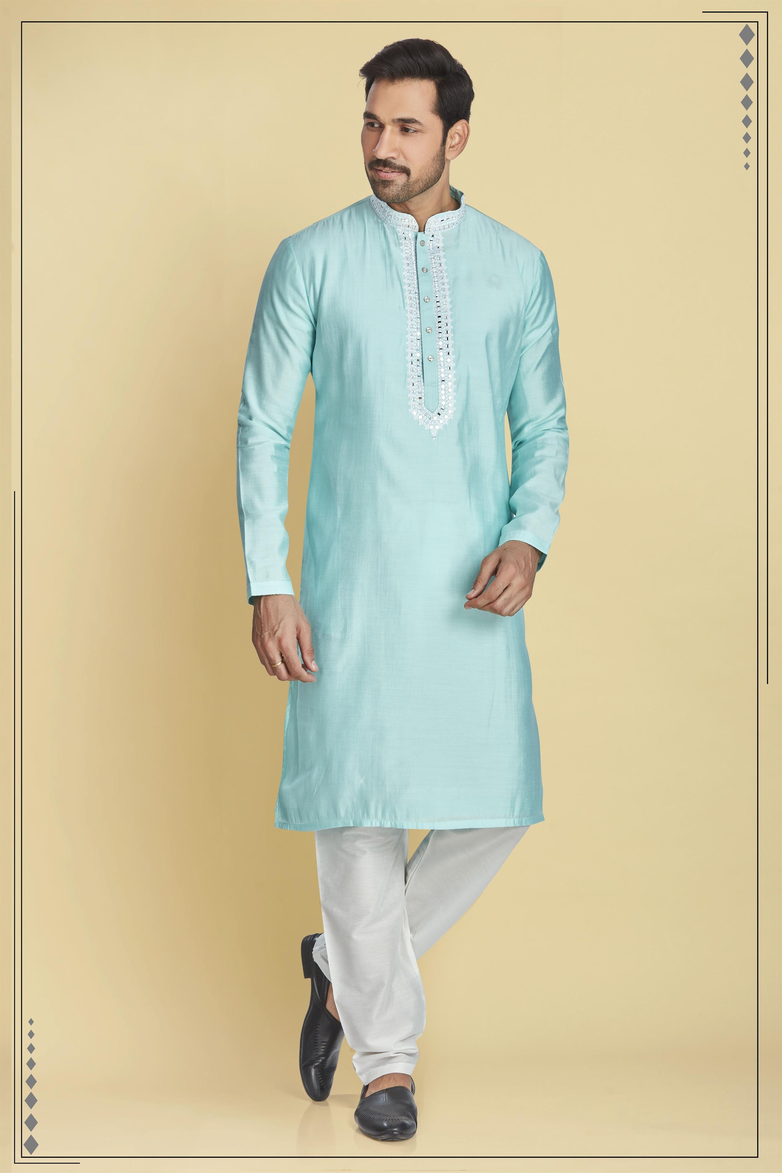 MENS SILK KURTA PYJAMA