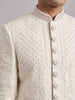 Exquisite Ivory Embroidered Sherwani Set