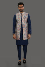 Load image into Gallery viewer, MULTI COLOR WAISTCOAT WITH PLAIN KURTA

