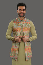 Load image into Gallery viewer, MULTI COLOR LONG JACKET WITH KURTA SET
