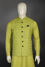 Load image into Gallery viewer, GREEN LINEN WAISTCOAT SET FOR WEDDING RECEPTION
