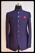 Load image into Gallery viewer, BLUE EMBOSSED PATTERN JODHPURI FOR MENS
